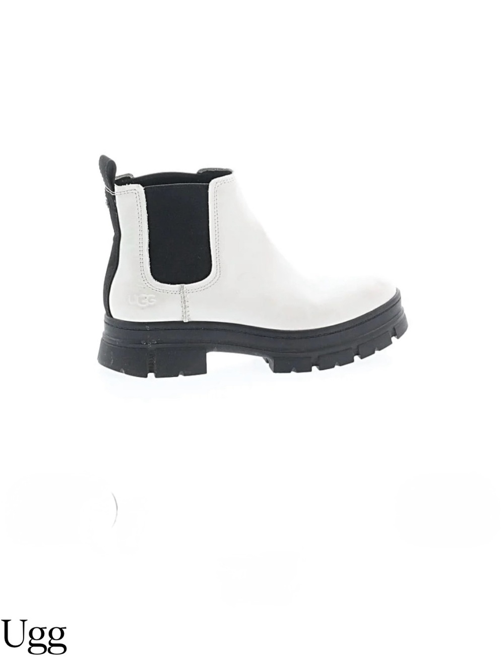 UGG White and Black Chelsea Lug Ankle Boot